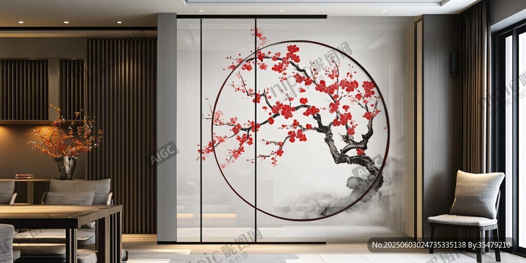 中式客廳的梅花屏風之美