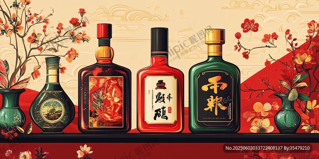 中式典雅酒瓶的精美陳列