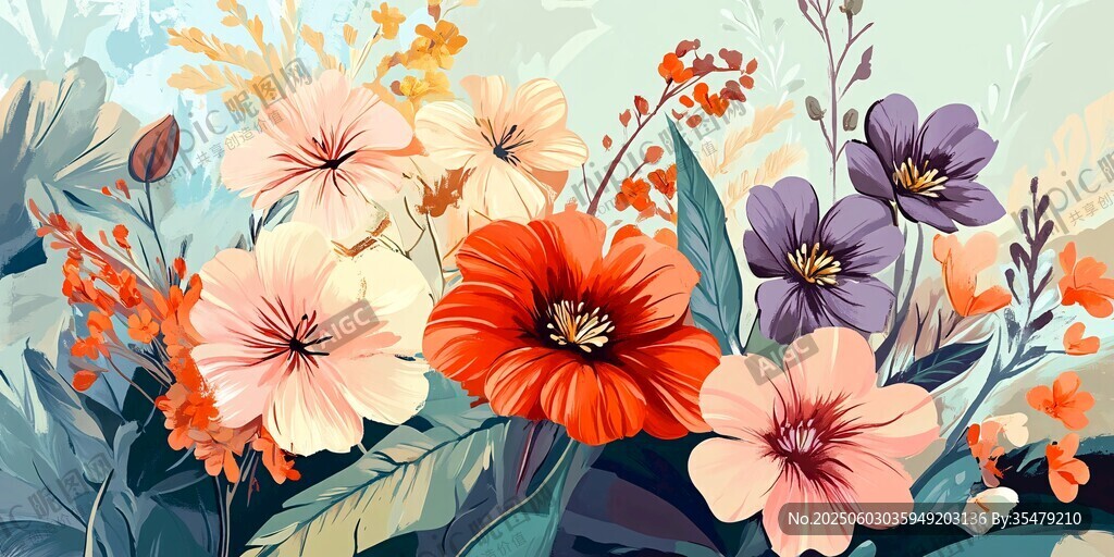 繽紛花卉插畫 盡顯自然之美