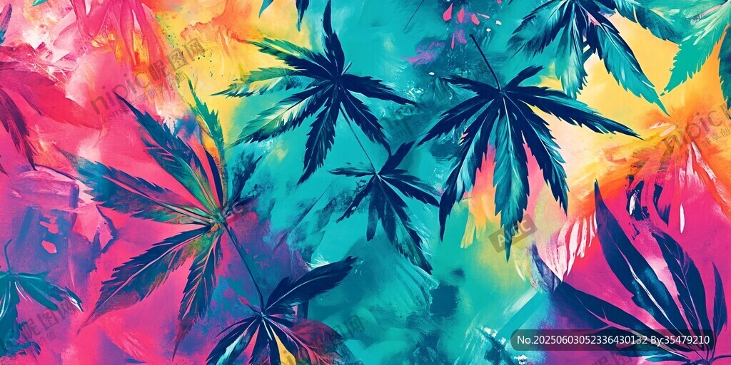 多彩幻彩大麻葉藝術(shù)圖案