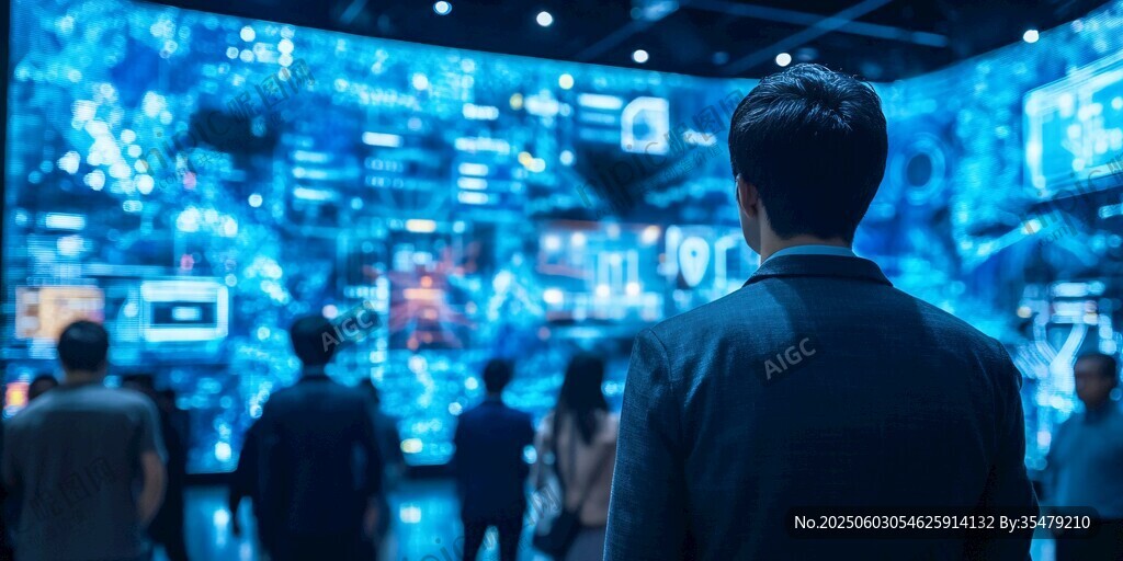 科技展廳前的觀覽人群