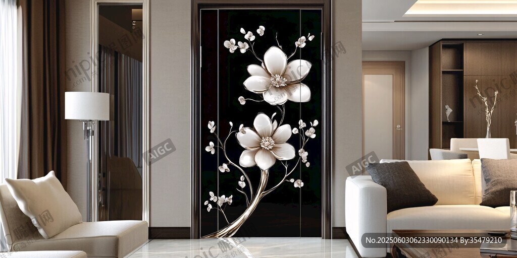 中式花卉屏風(fēng)裝點(diǎn)雅致客廳