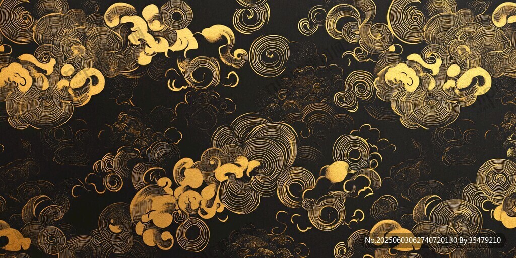 黑金云紋中式背景圖案