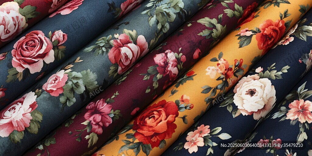 多彩花卉圖案布料展示