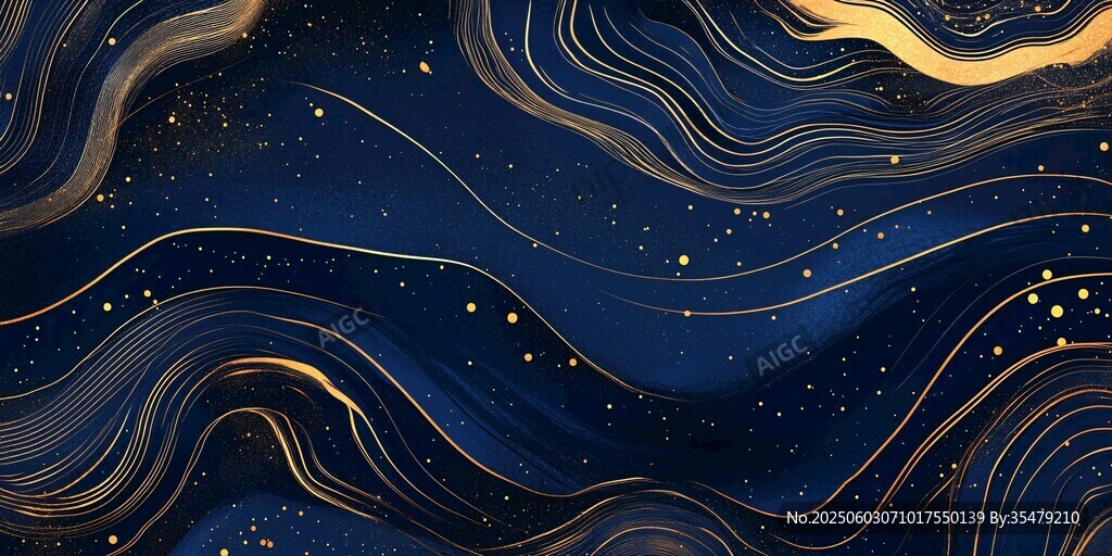 夢幻藍金流動紋理背景圖