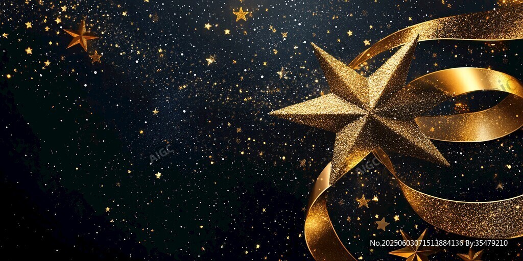 金色閃耀星星節日背景圖