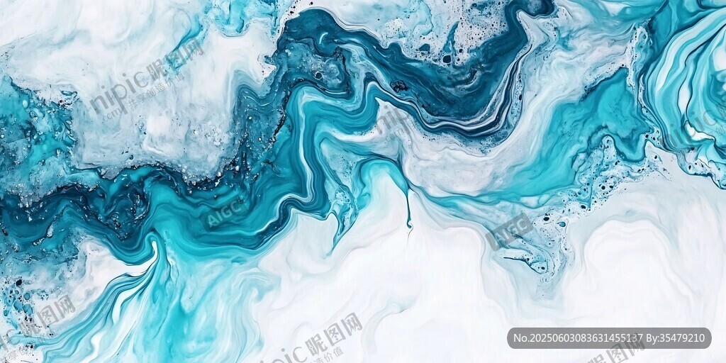 藍白流體藝術抽象圖案