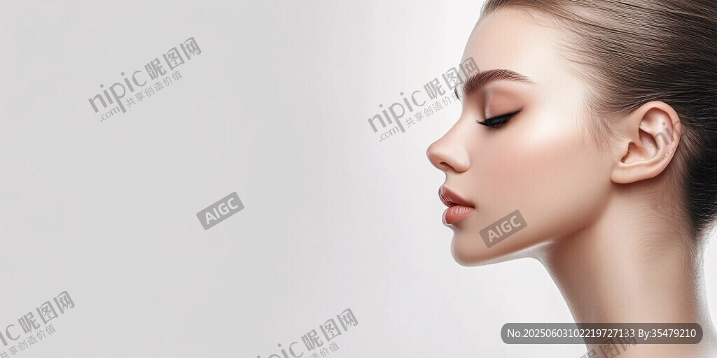 優(yōu)雅側(cè)臉美女展現(xiàn)精致妝容