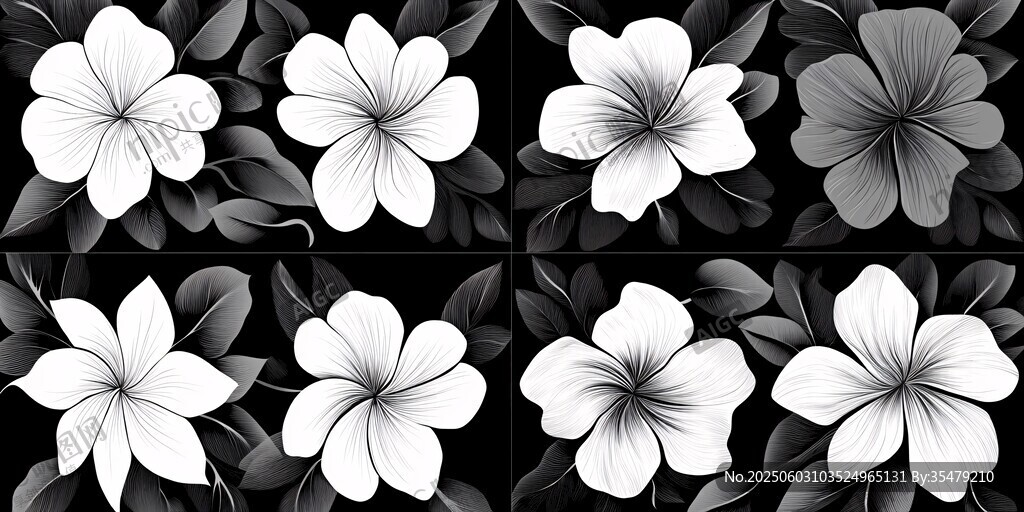 黑白花卉圖案設(shè)計(jì)素材