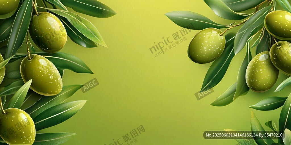 翠綠橄欖枝葉清新背景