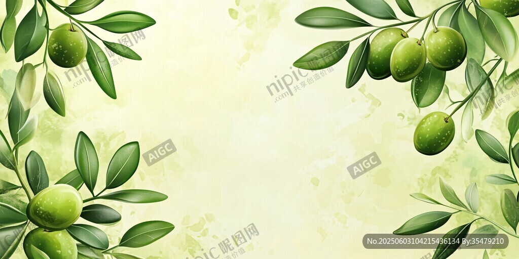 橄欖枝葉清新背景圖