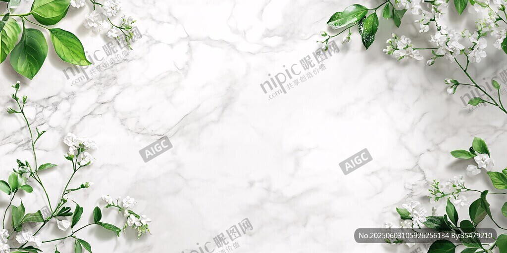 大理石上的綠植花卉景致