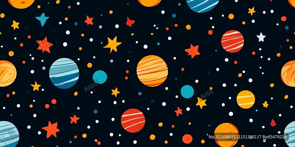 夢幻宇宙星球卡通圖案