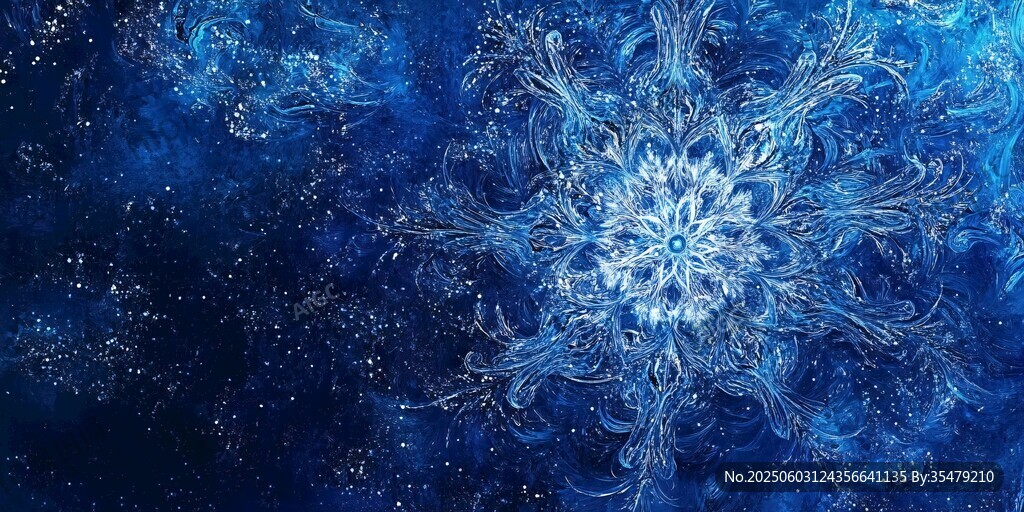 夢幻藍色雪花星空背景