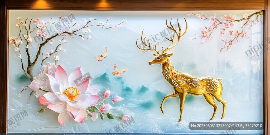 金鹿伴花圖