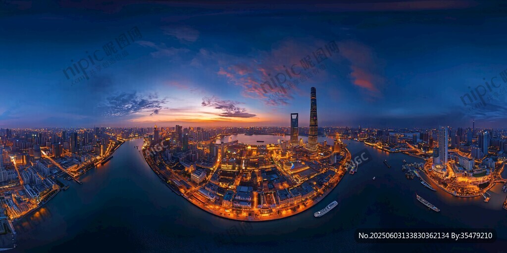上海外灘璀璨夜景全景