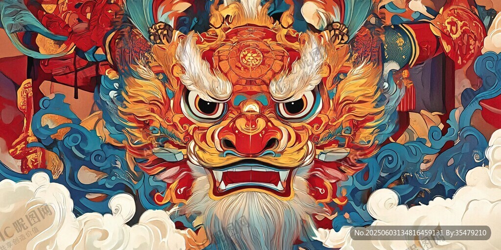 瑞獅呈祥 國風祥瑞圖景