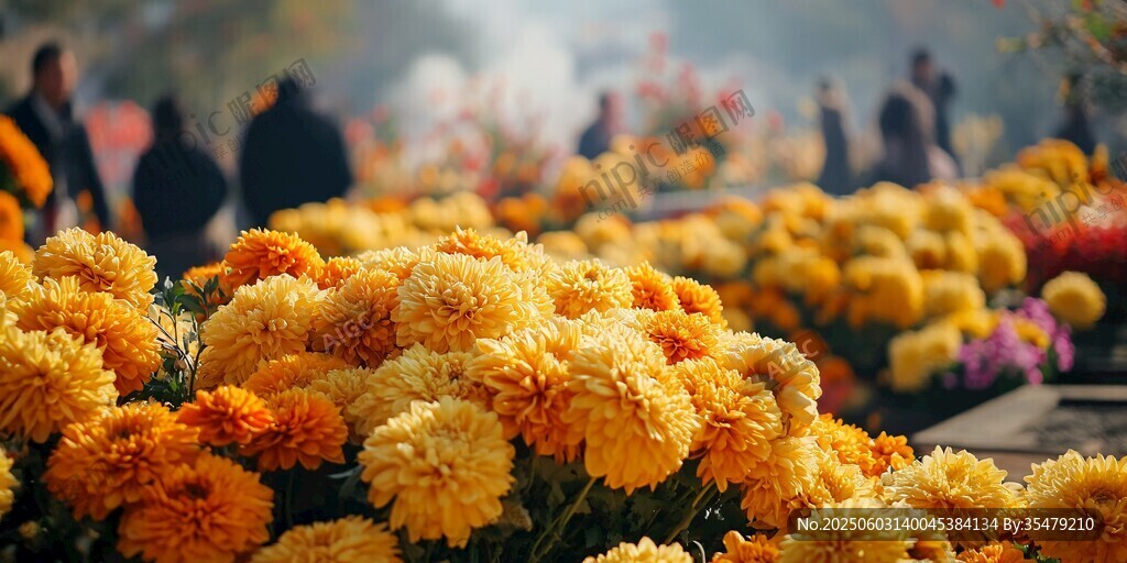 金秋菊展人賞花景