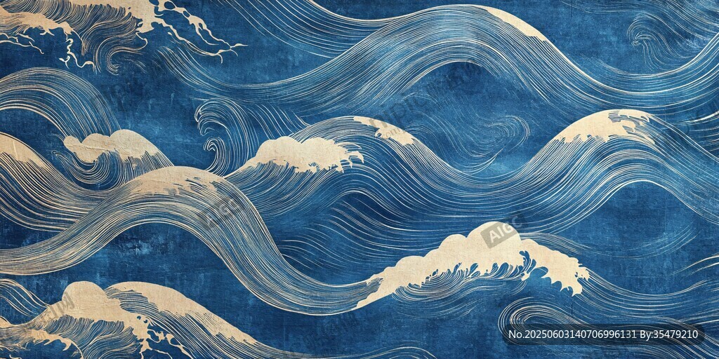 日式海浪紋理藝術(shù)圖案