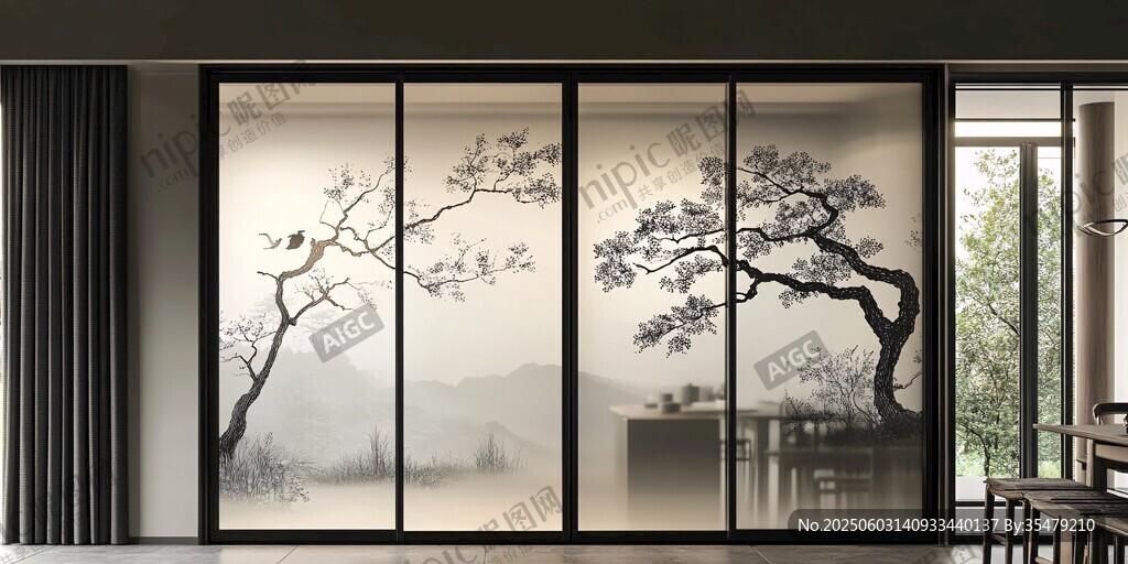 中式水墨風(fēng)移門隔斷藝術(shù)