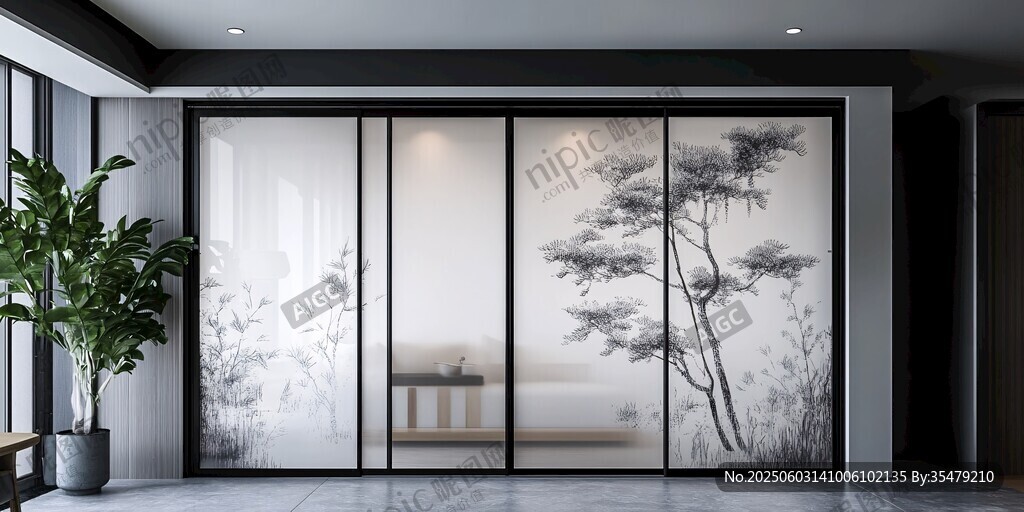 中式禪意屏風(fēng)隔斷室內(nèi)景