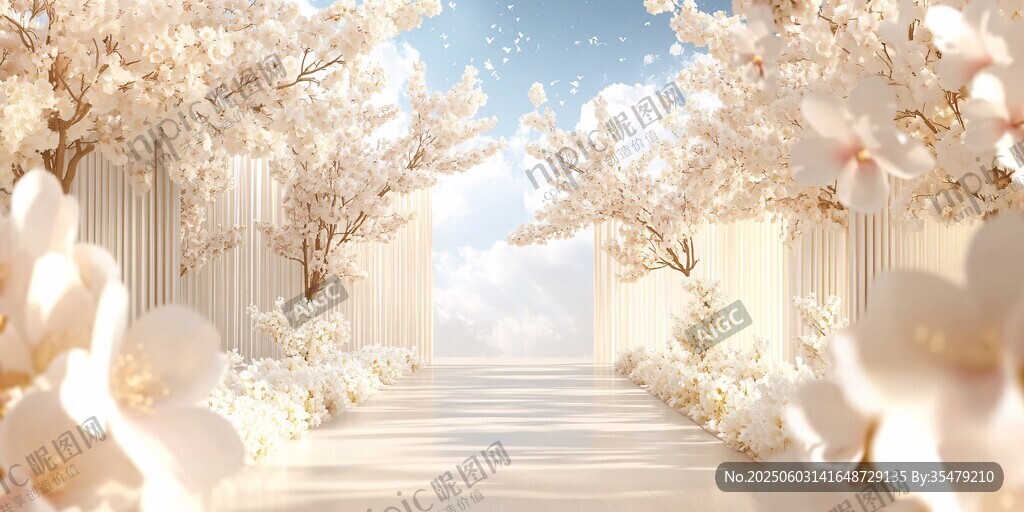 夢幻唯美白花浪漫通道
