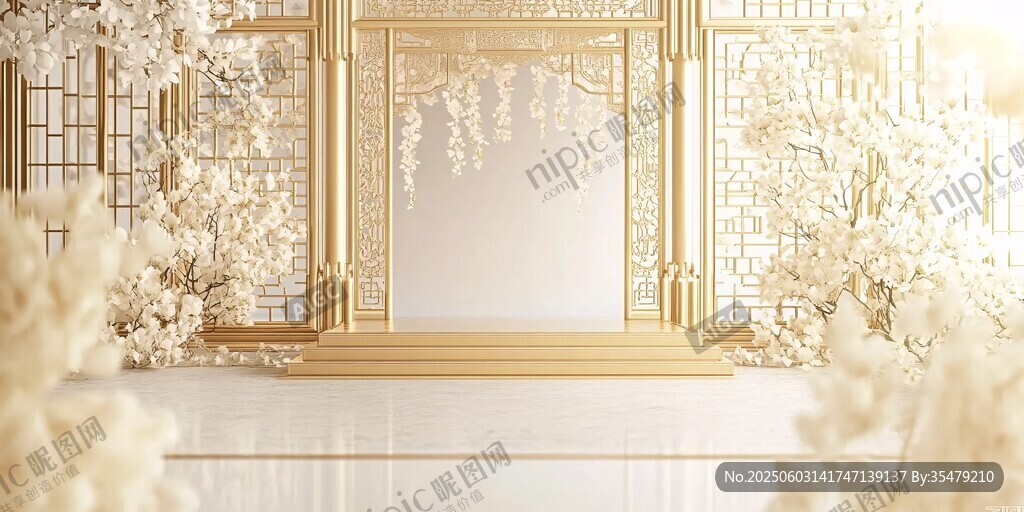 金色中式婚禮夢幻場景
