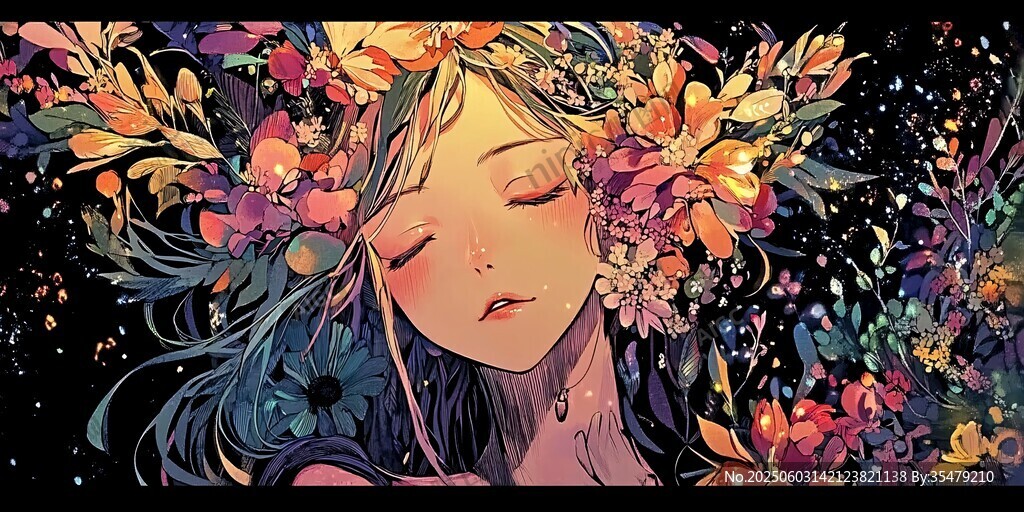 花之少女夢(mèng)幻插畫