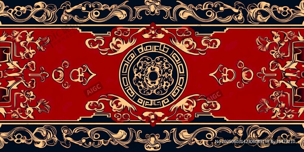 中式古典紅色花紋裝飾圖案