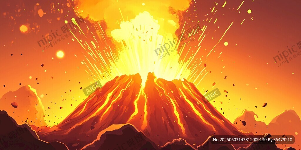 爆發的壯麗火山景觀
