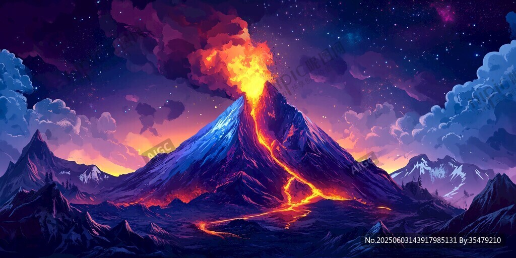 火山噴發(fā)的壯麗奇幻景觀