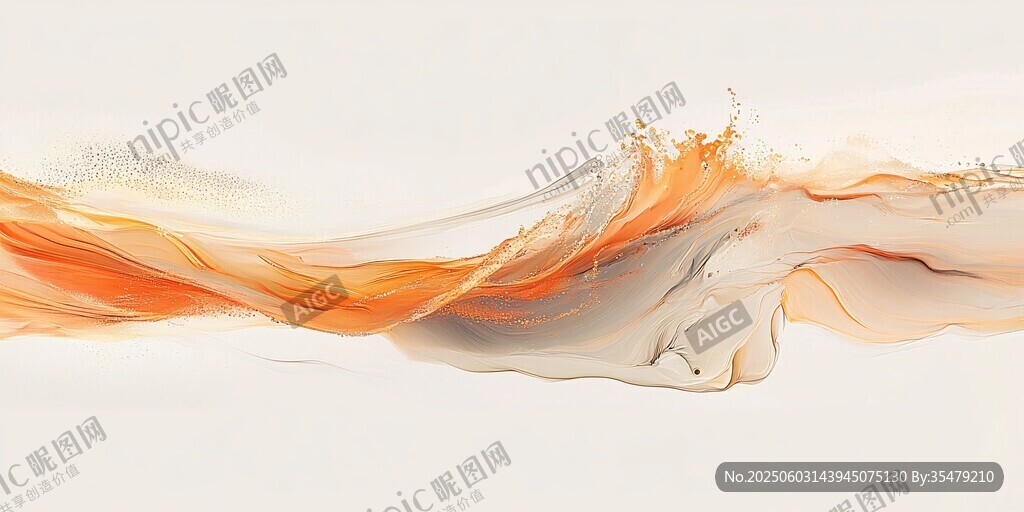 流動橙白抽象藝術紋理