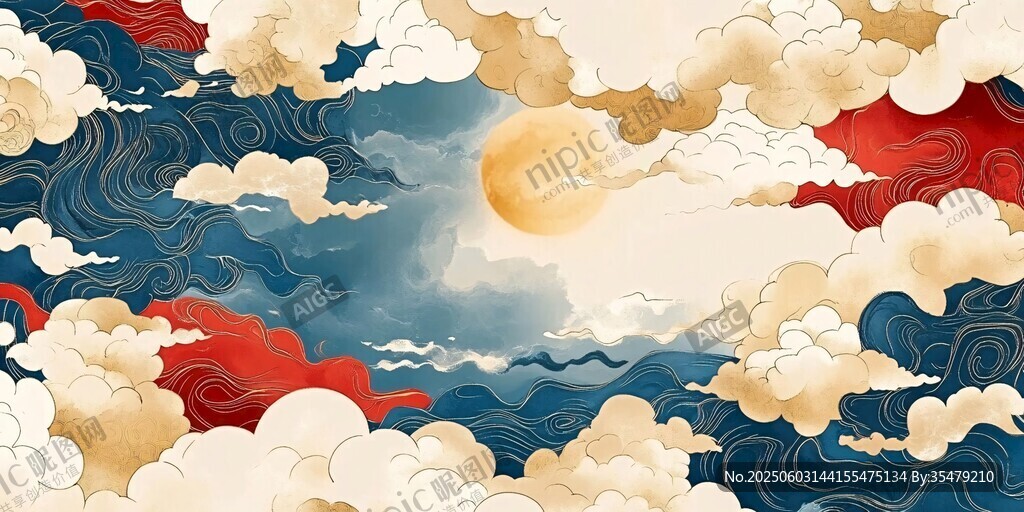 云海間的夢幻明月景象