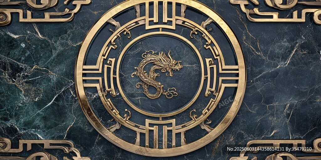 中式金紋龍飾背景圖