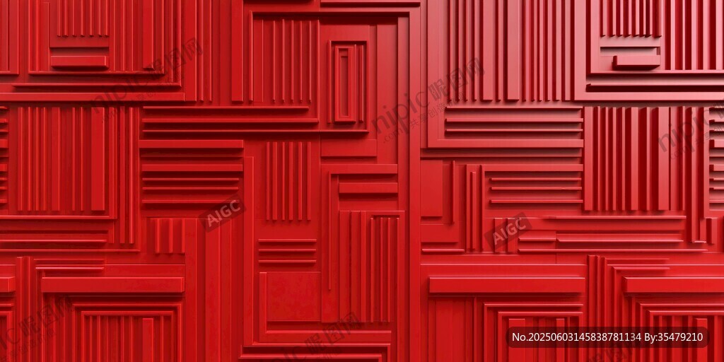 紅色立體幾何圖案墻面