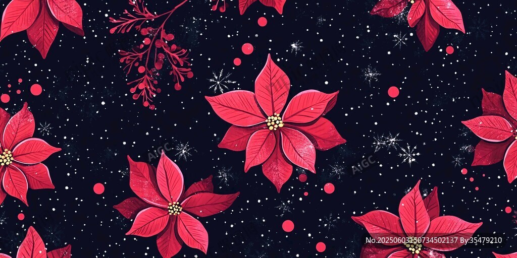 圣誕紅花朵星空?qǐng)D案背景
