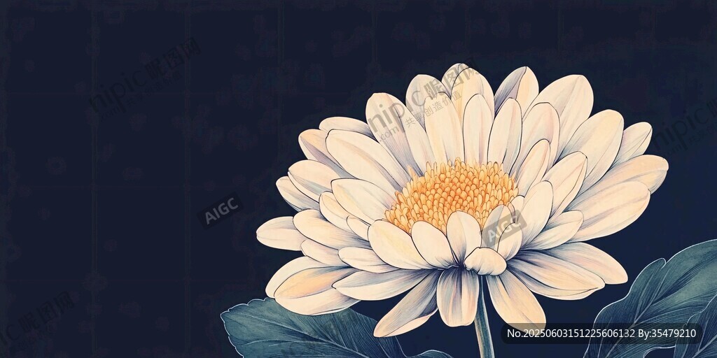 白色菊花插畫