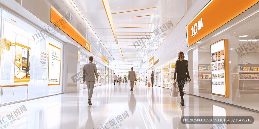 現(xiàn)代商場內(nèi)的行人購物場景