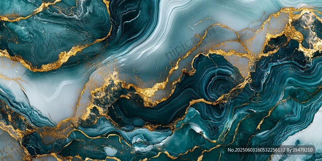 墨綠金紋流體藝術紋理