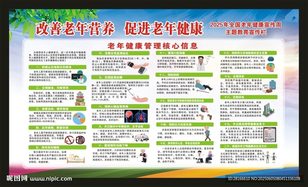 老年健康管理核心信息宣傳欄