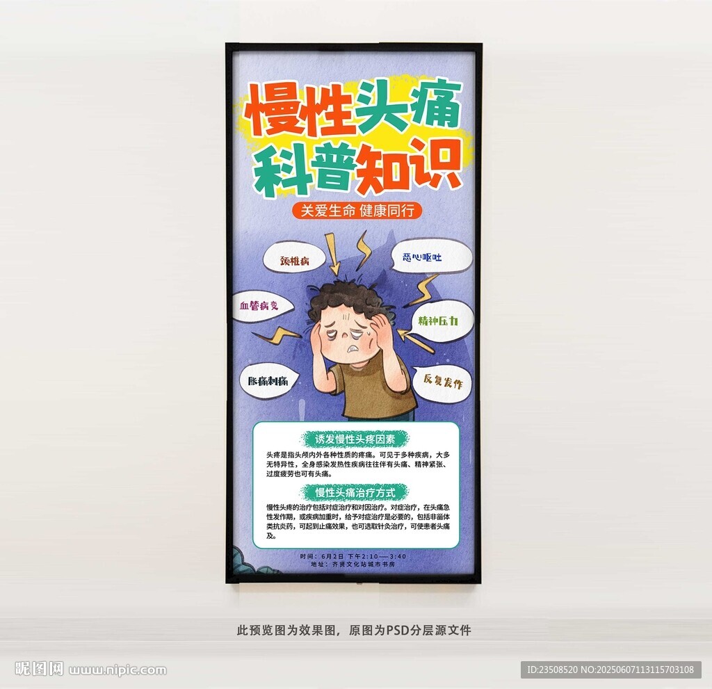 慢性頭疼科普知識海報