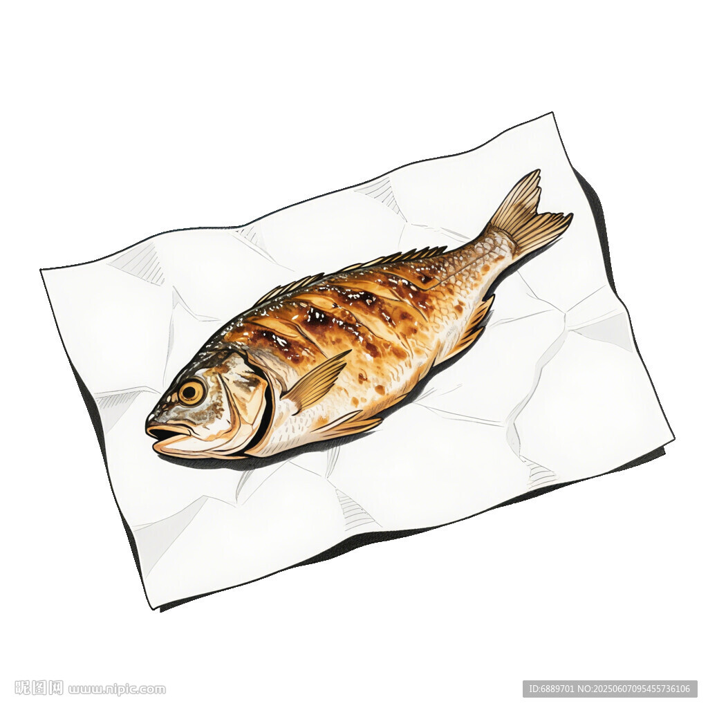 紙上烤鯽魚插畫