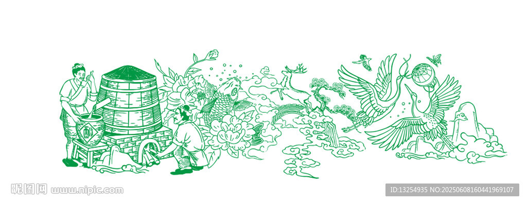 釀酒圖 白酒插畫
