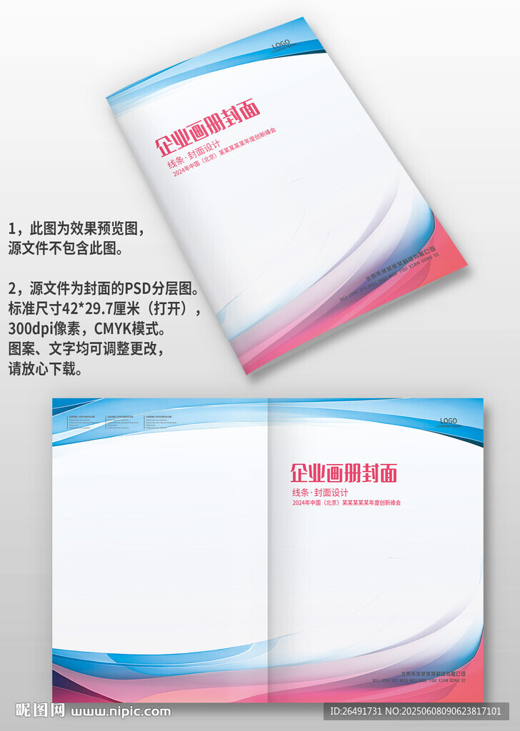 藍(lán)粉色線條公司宣傳手冊(cè)畫冊(cè)封面