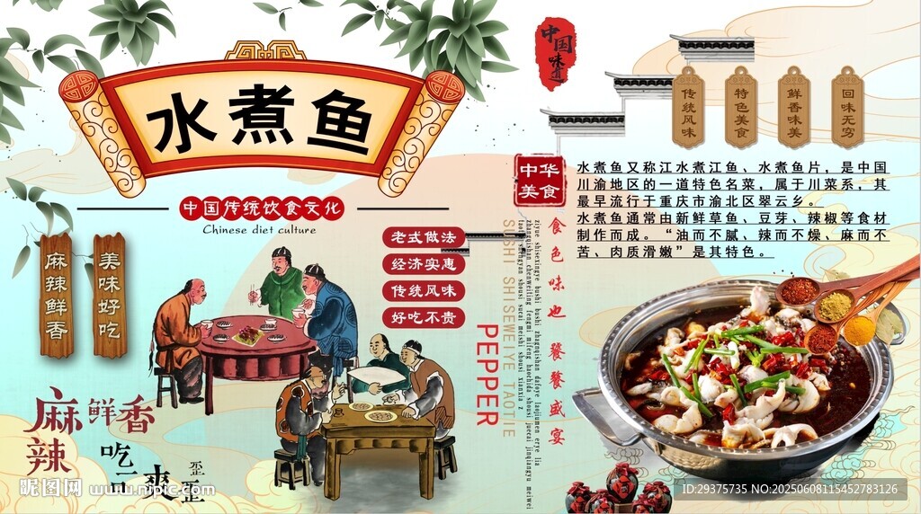 水煮魚背景墻