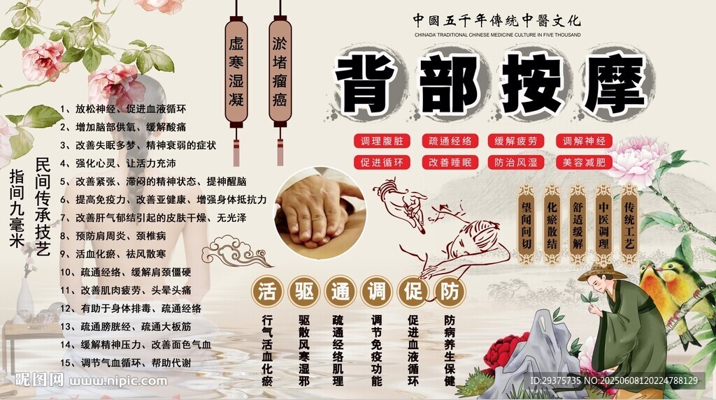 背部按摩背景墻