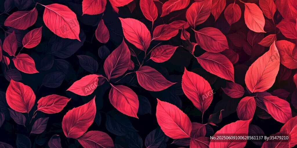 深紅葉片背景圖