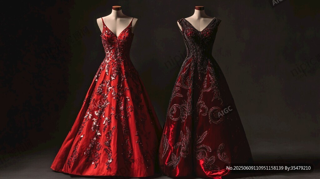 華麗紅裙禮服展示
