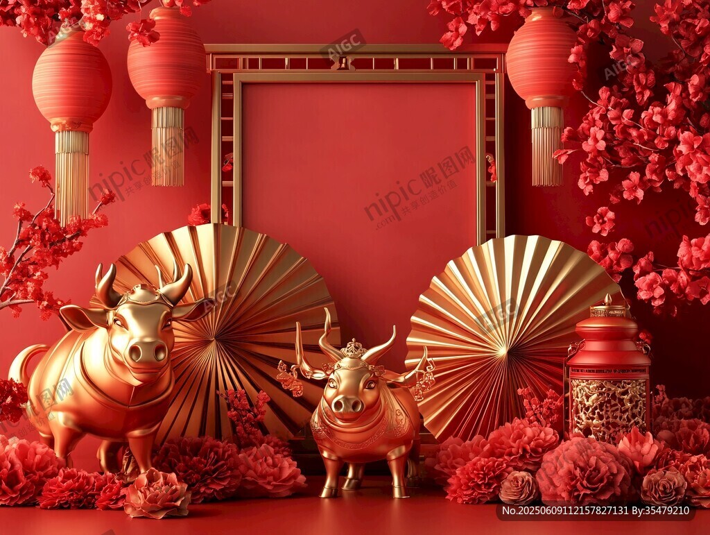 金牛賀歲中式新春裝飾