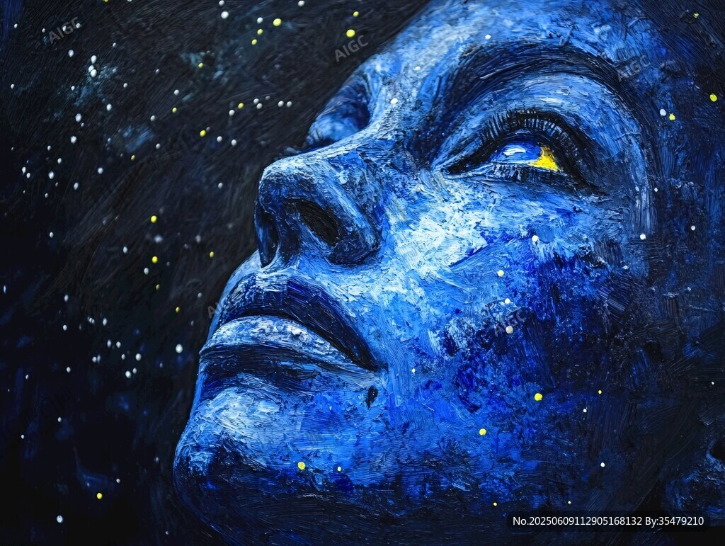 夢幻藍顏星空下的凝望